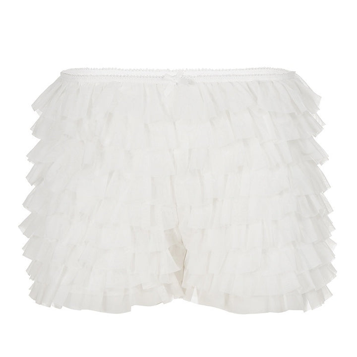 Dame volangshorts med elastisk belte og lekent design Skjora