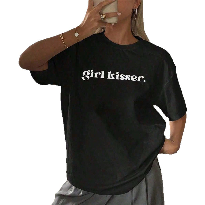 Damer Oversized T-skjorte med kreativ tekst Skjora