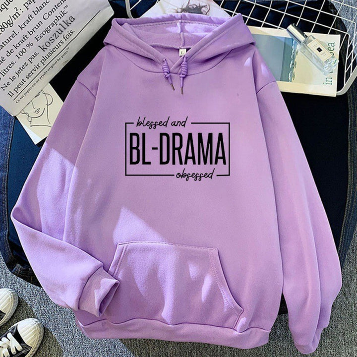 Dame hoodie med moderne statementtrykk Skjora