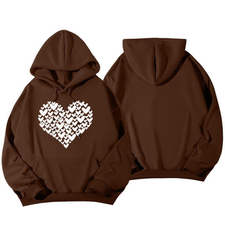 Dame Hoodie Sweatshirt med Stor Hjerte Design Skjora