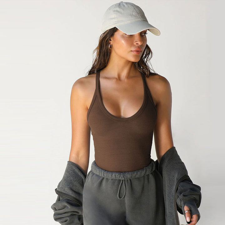 Dame Sporty Stretch-Top med slim fit Skjora