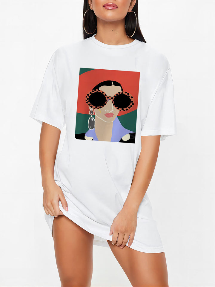 Dame Oversized T-skjorte med inspirerende tekst og iøynefallende grafisk design Skjora