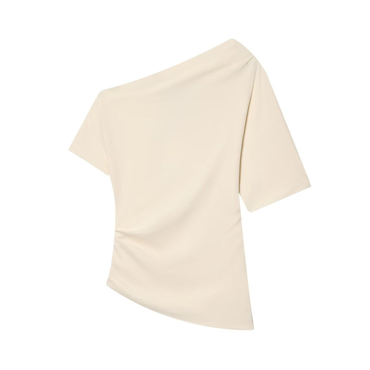Damen asymmetrisk topp med elegant drapering Skjora