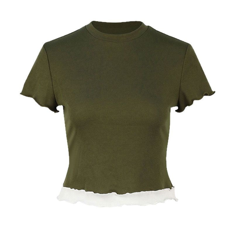 Dame Crop-Top med volangdetaljer Skjora