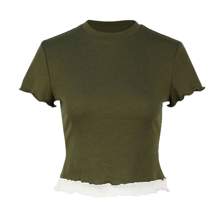 Dame Crop-Top med volangdetaljer Skjora