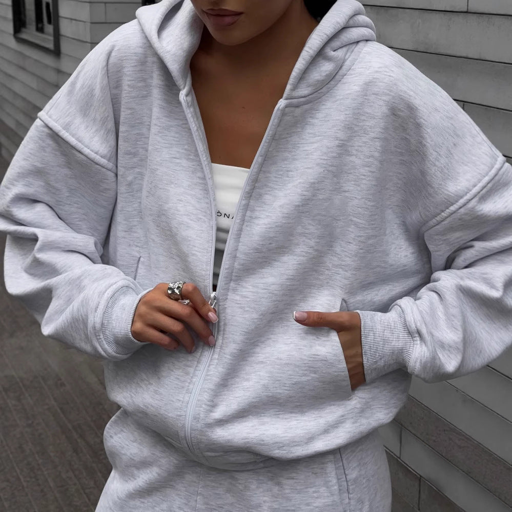 Kvinne Oversized Hettegenser og Løse Joggebukser Sett Skjora