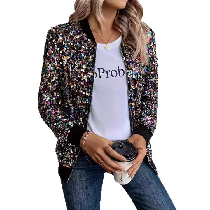 Dames funksjonell jakke med glitrende paljettdesign og komfortable mansjetter Skjora
