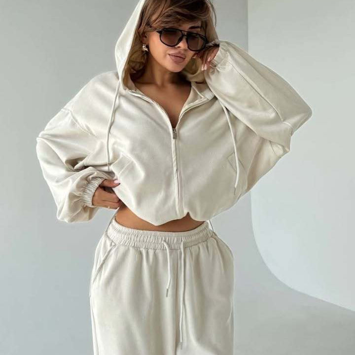 Dame casual fleece genser og joggebukse sett Skjora
