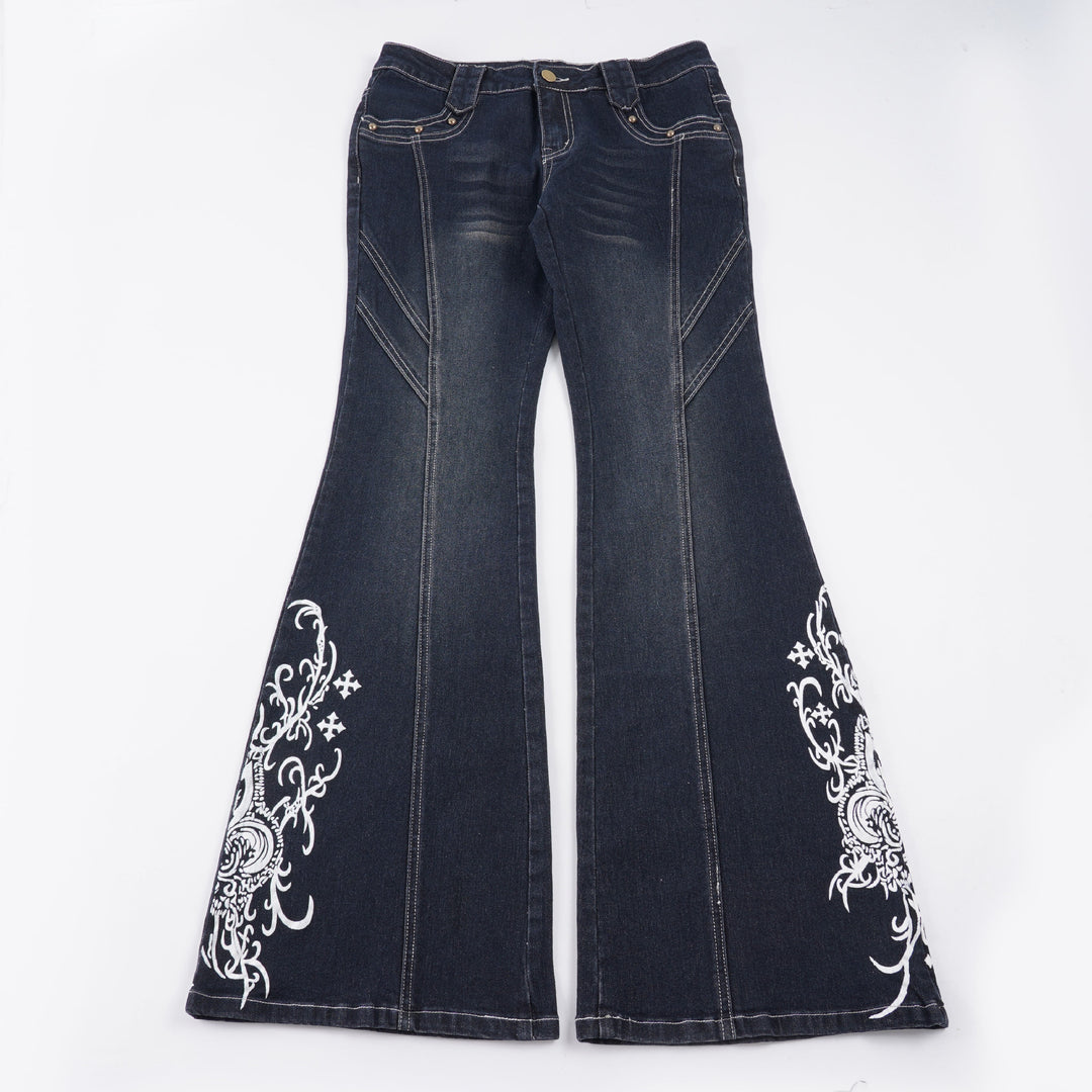 Damejeans med utsvingte ben og elegant broderi Skjora