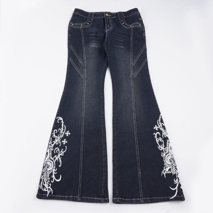 Damejeans med utsvingte ben og elegant broderi Skjora