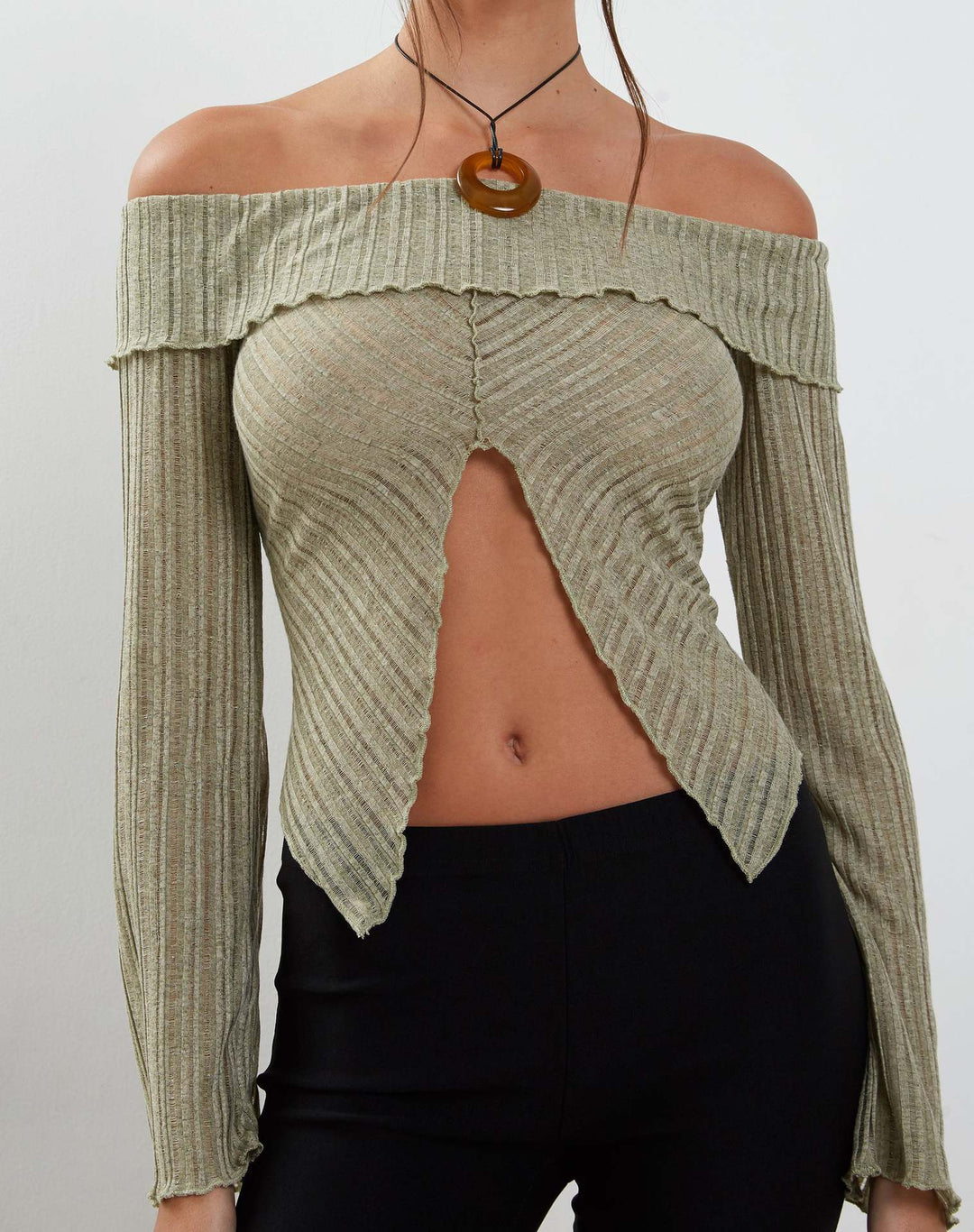 Dame Trendy topp med off-shoulder-design og dekorative volanger Skjora