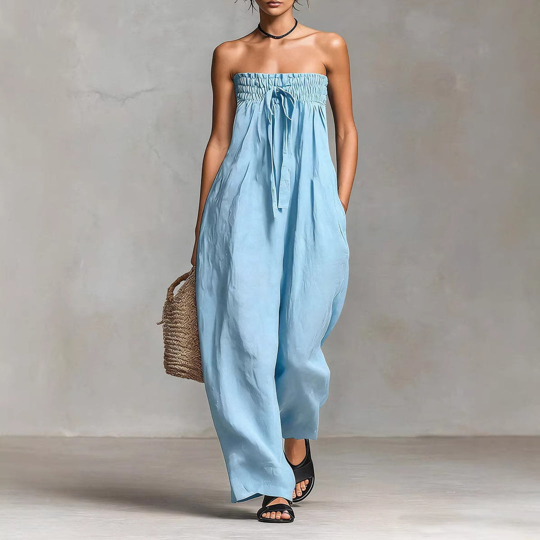Dame Løs jumpsuit med elastisk overdel og vid ben Skjora