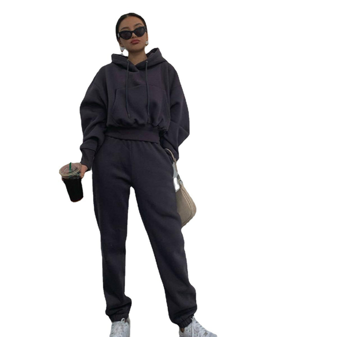 Damer koselig fleece jumpsuit med oversized hette og elastisk midje Skjora