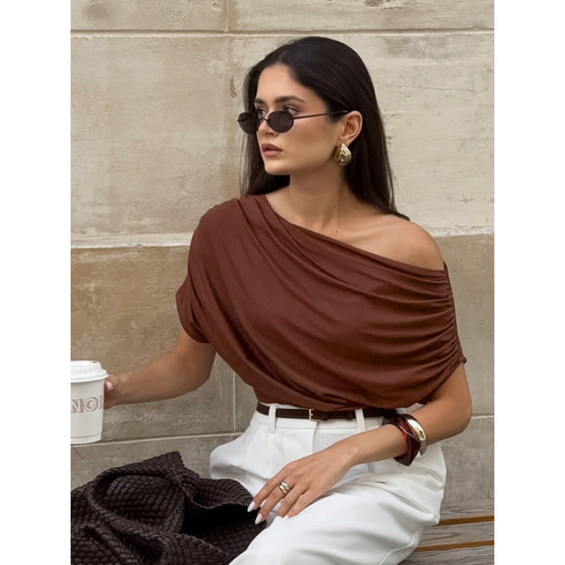Women's asymmetrical top with relaxed draped design Skjora