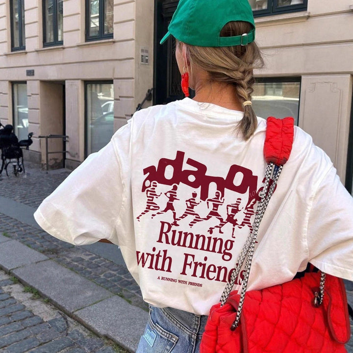 Dame Oversized T-skjorte med kreativt trykk og avslappet snitt Skjora