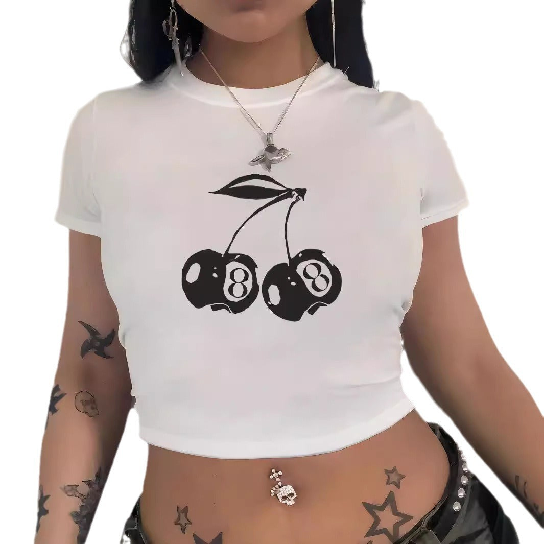 Dame Crop-T-skjorte med kreativ telefon-design Skjora