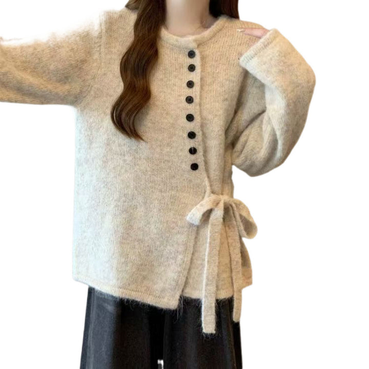 Kvinnes stilige cardigan med fashionable knappdetaljer og belte Skjora