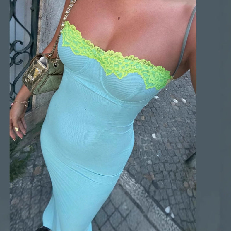 Dame Langerm Nattkjole med elegant Spetsdetalj Skjora