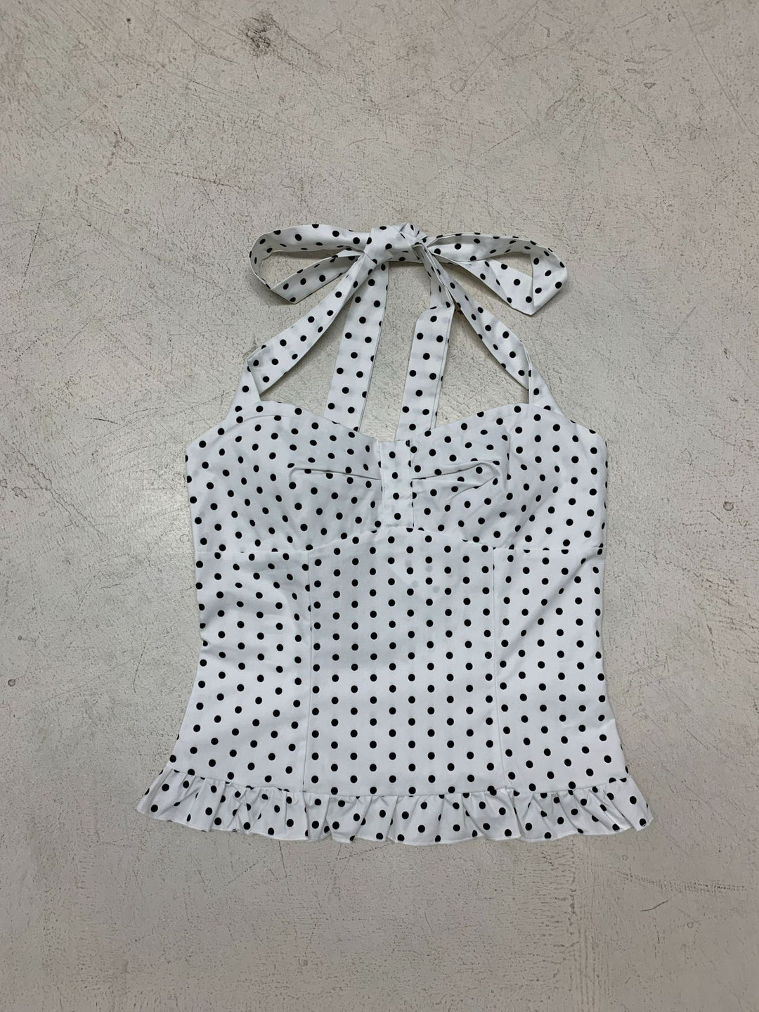 Dame Lekker Polka-Dots topp med stilige volanger avslutning Skjora