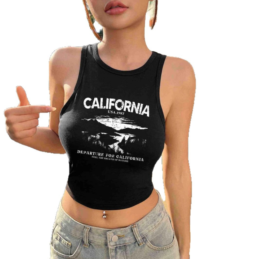 Dame Crop-Top med kreativ California-design Skjora