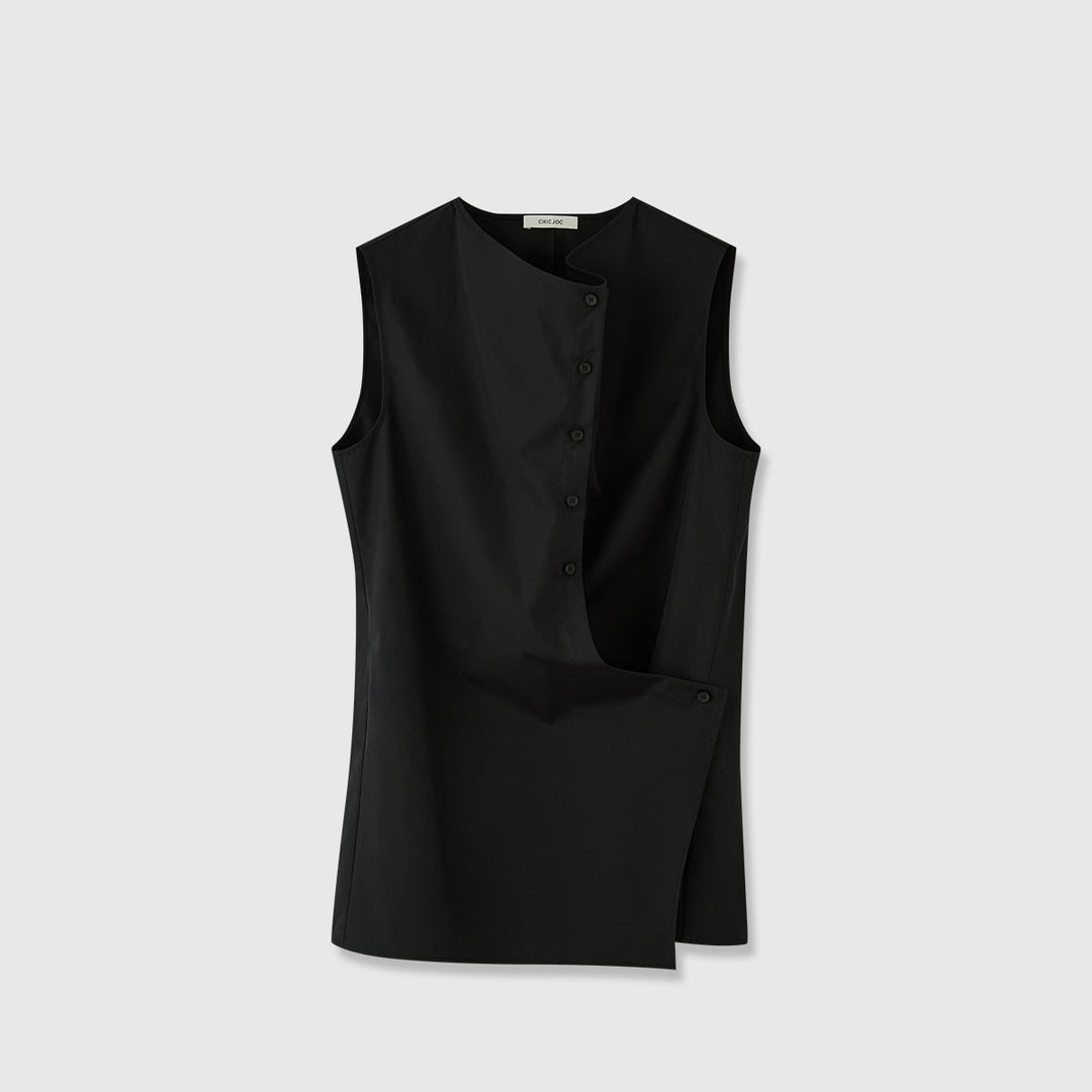 Dame Elegant ermeline skjorte med asymmetrisk snitt Skjora