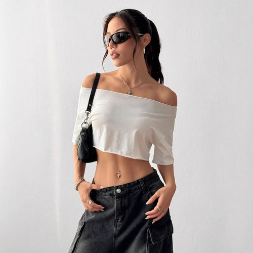 Damer avslappet Off-Shoulder Crop-Top Skjora