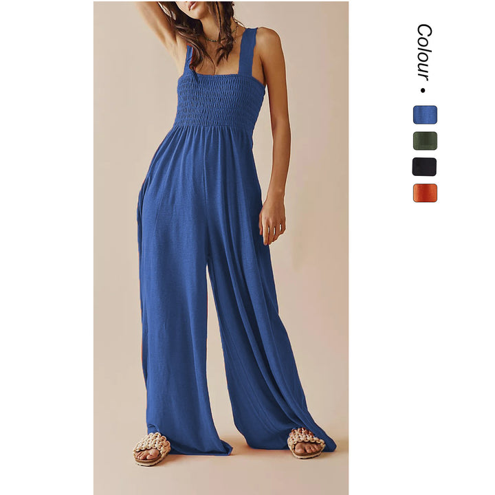 Kvinne Casual Jumpsuit med Elastisk Topp og Bred Ben Skjora