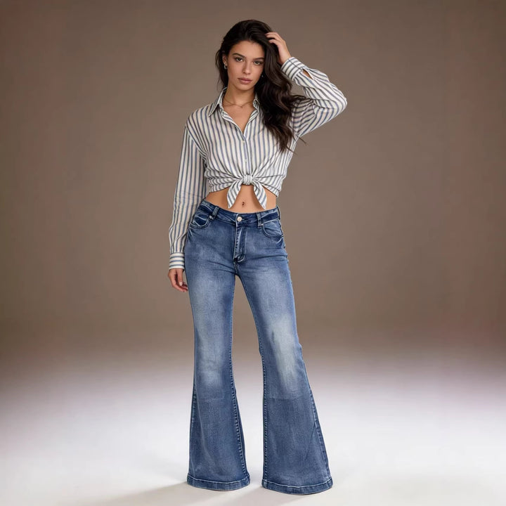 Damer elegant cropped topp med pufferm og vintage broderi Skjora