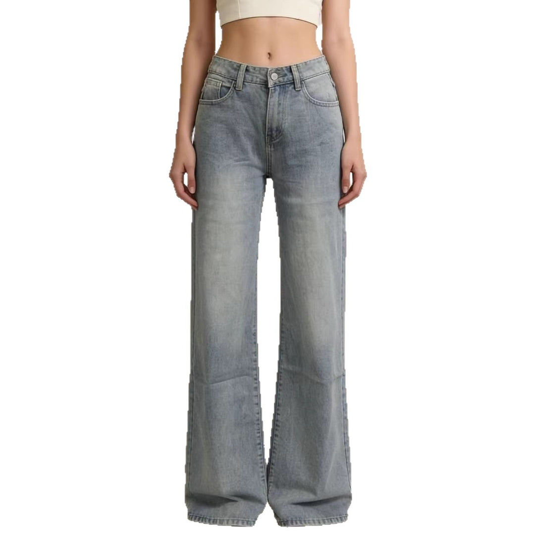 Women's baggy denim jeans with vintage wash and high waist Skjora
