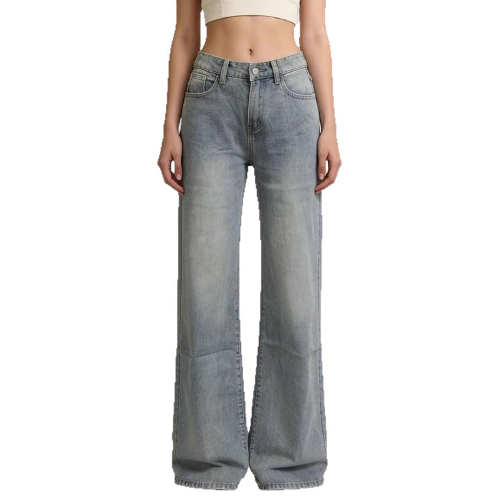 Women's baggy denim jeans with vintage wash and high waist Skjora