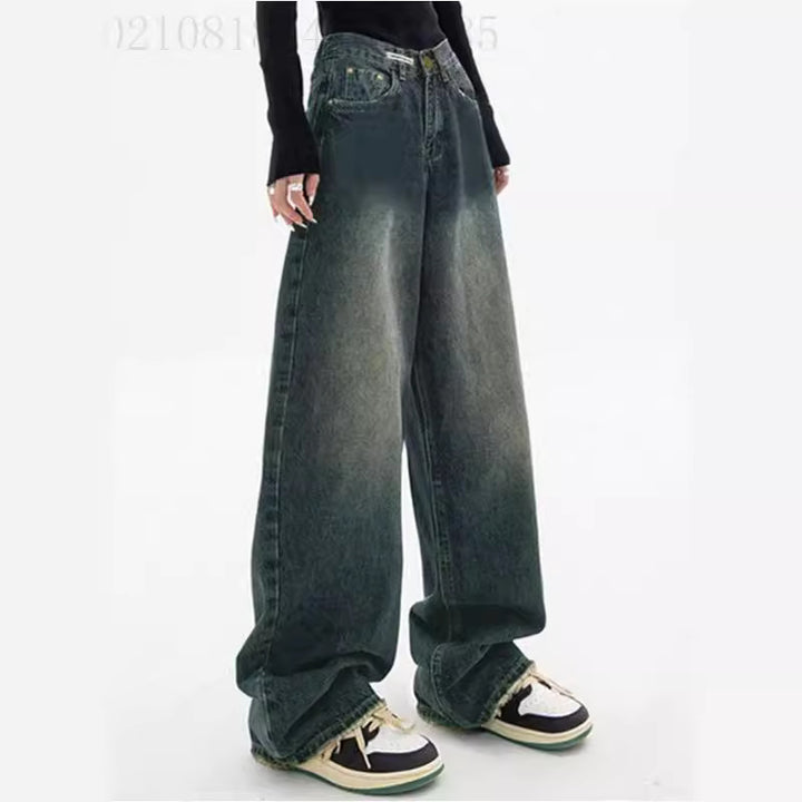 Dame brede høy midje jeans Skjora