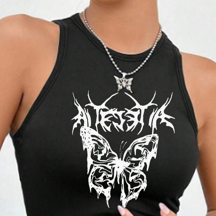 Dame Crop-Top med unikt design og moteriktig trykk Skjora