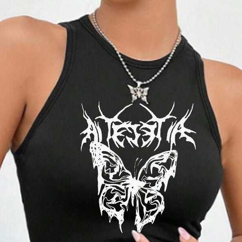 Dame Crop-Top med unikt design og moteriktig trykk Skjora