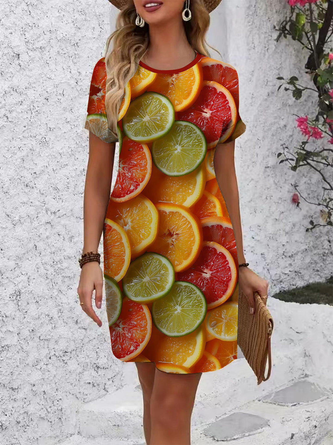 Damen T-Shirt Kleid mit floralem Design und bequemem Schnitt Skjora