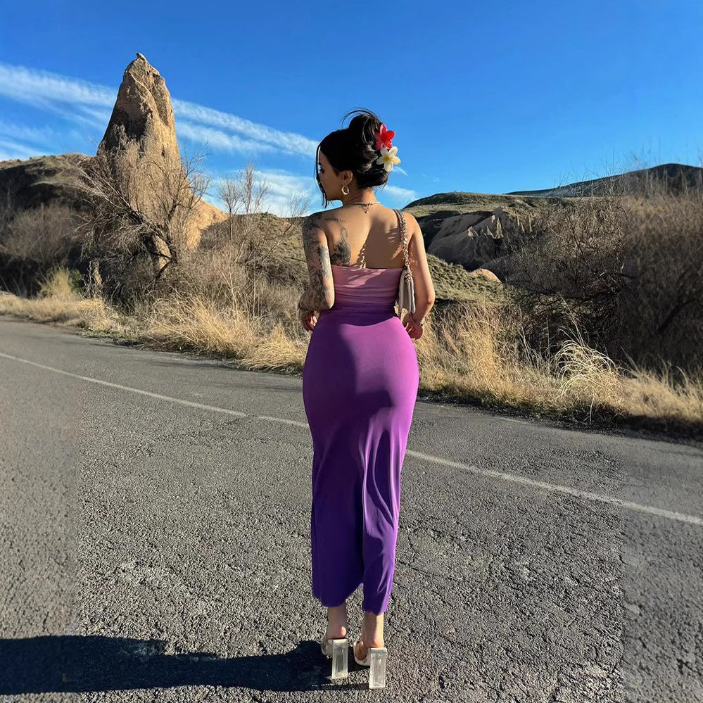 Dame elegant strapless maxikjole med fargegradient Skjora