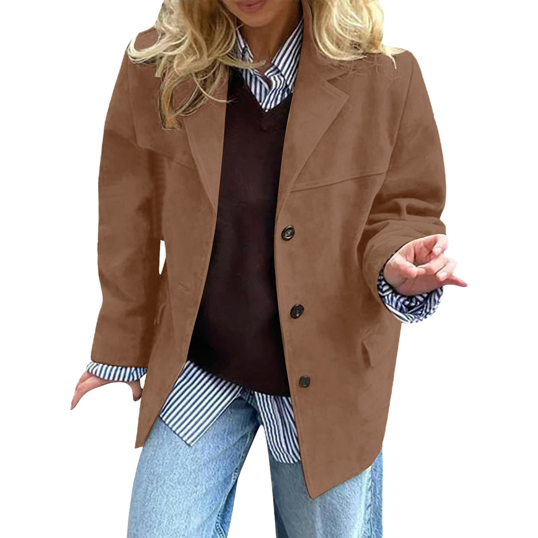 Kvinnegens elegant oversized blazer laget av semsket imitasjon Skjora