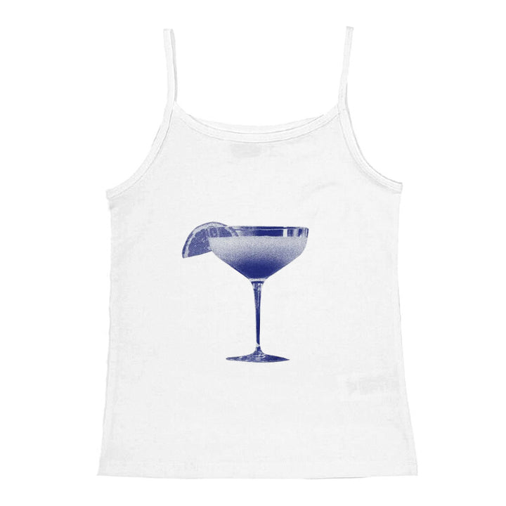 Damer cropped T-skjorte med friskt cocktailmotiv Skjora