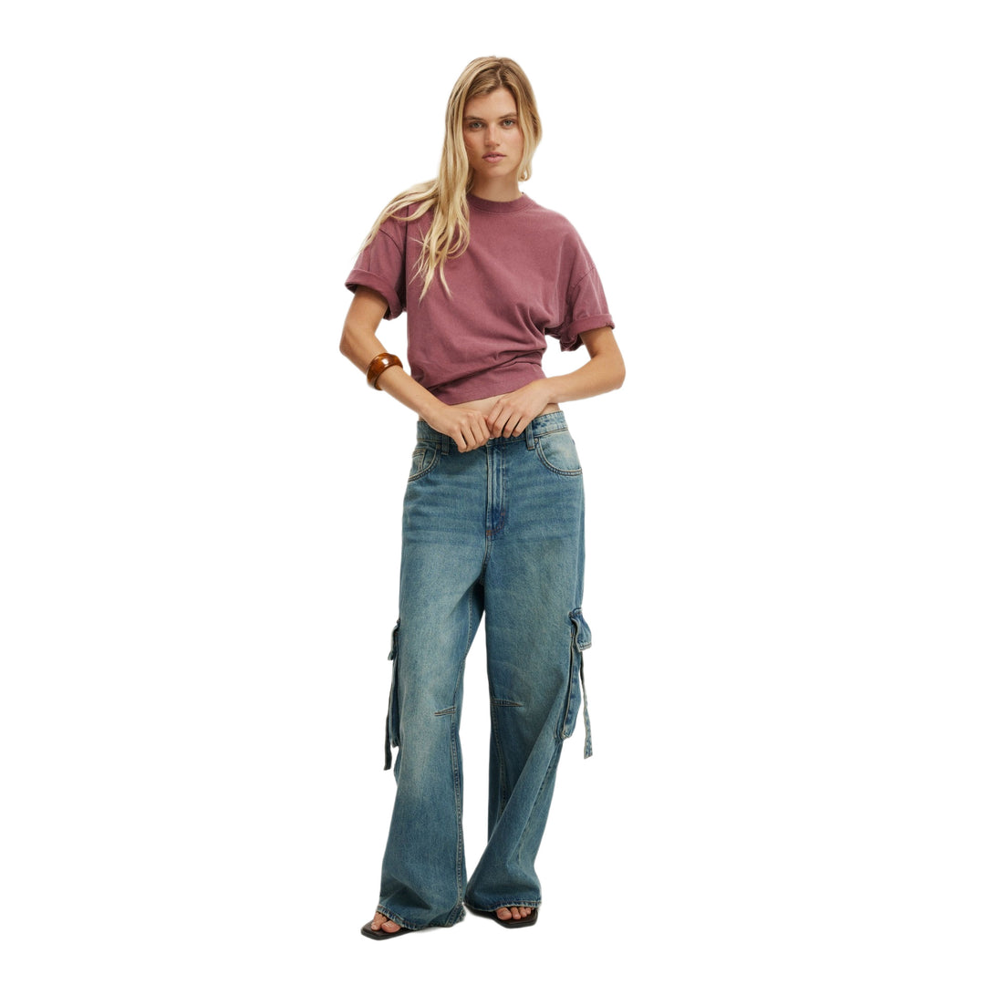 Dame casual Cargo-jeans i vid passform med praktiske lommer Skjora
