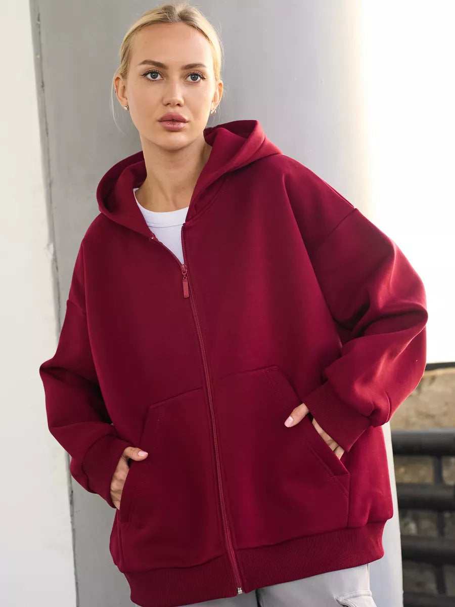 Dame casual hettejakke med full glidelås og store lommer