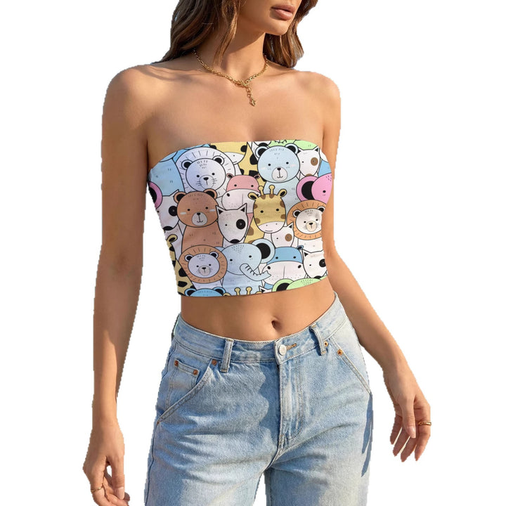 Dame Bandeau-top med kreativ marmor-design Skjora