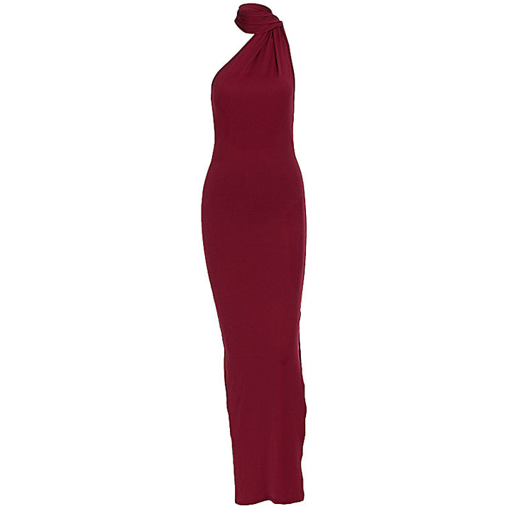 Dame Elegant Maxikjole med innovativt innviklet design og asymmetrisk hals Skjora