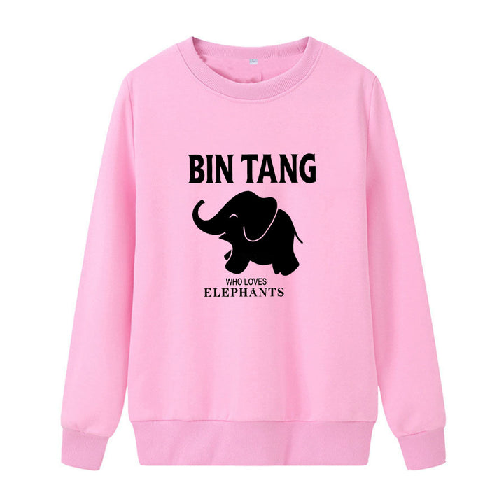 Dame sweatshirt med stort elefantmotiv og motiverende trykk Skjora