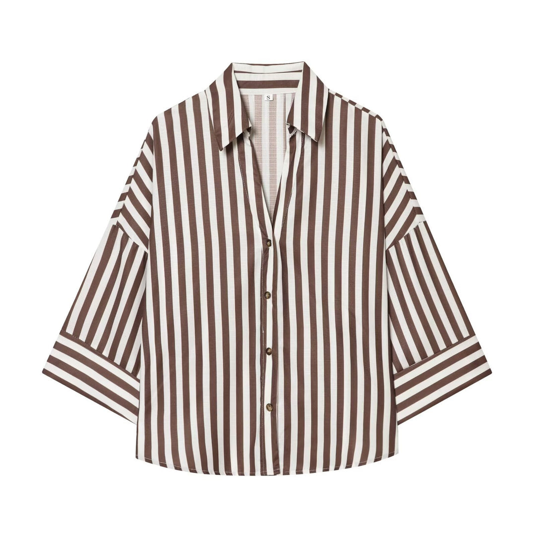 Dame skjorte-bluse med avslappet snitt og elegante 3/4-ermer Skjora