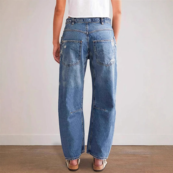 Kvinne brede jeans med kreative lommer og ødelagte detaljer Skjora