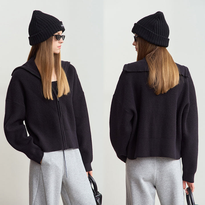 Damer moteriktig oversized hettegenser med glidelås Skjora