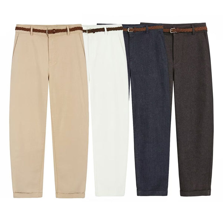 Damer chinos med flettet belte og rett snitt Skjora