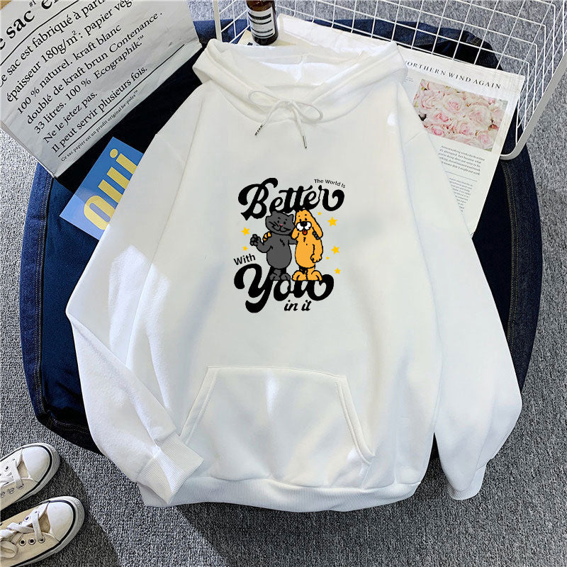 Damen Kapuzenpullover mit verspieltem Tiermotiv Skjora