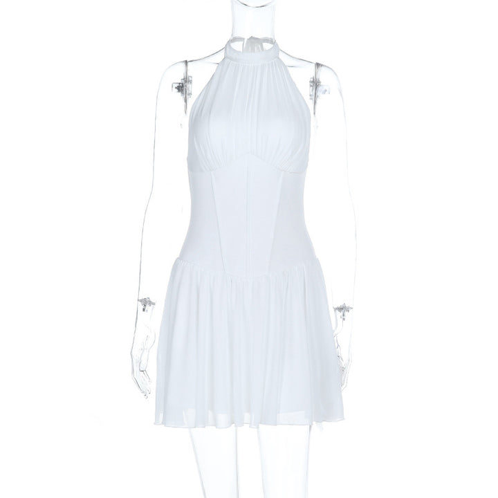 Damer off-shoulder minikjole med elegant halterneck og svingende skjørt Skjora