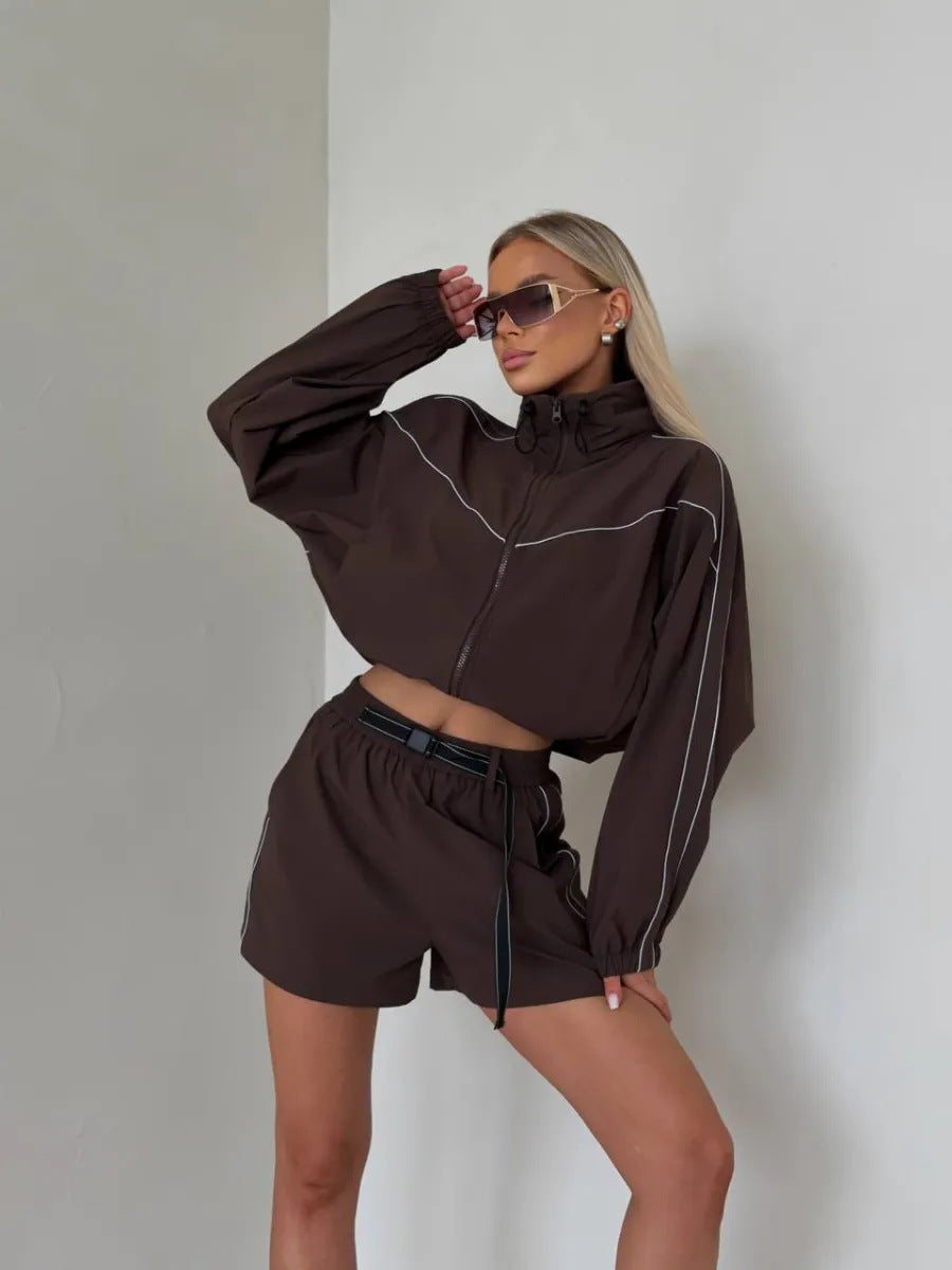 Dames Sportieve Korte Jas en Shorts Set Skjora