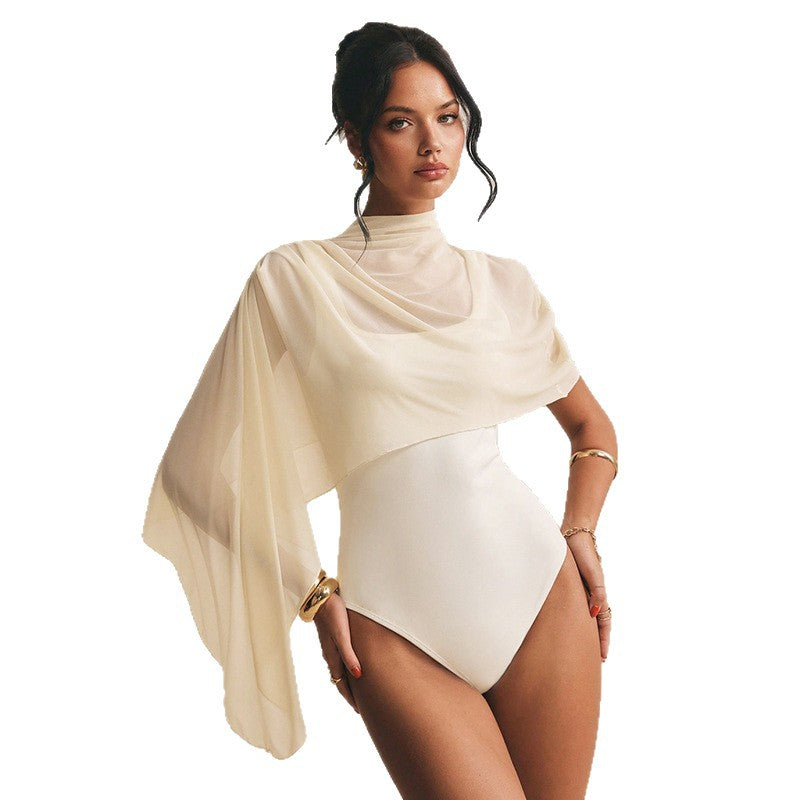 Dame Body med elegant chiffon-overheng Kjole